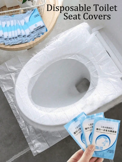 50/20 Pcs/Pack Disposable Toilet Seat Covers, Portable Toilet Seat Covers, Waterproof Toilet Seat Cover, Portable Travel And Business Toilet Cushions, Toilet Covers, Essential Accessories For Airplane Travel, Camping, Bathroom Accessories, Bathroom Supplies, Use Of Public Restrooms. Ensures Personal Hygiene And Health