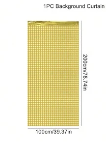 3件套金色派对装饰背景帘，方形塑料雨帘背景，生日派对装饰，婚礼装饰，家庭派对房间墙面背景装饰，金属丝帘塑料横幅，生日礼物，派对礼品，万圣节装饰，万圣节礼物，万圣节房间装饰，圣诞节家居装饰，圣诞节礼物，圣诞节装饰，新年装饰 - 金色 - 查看 10