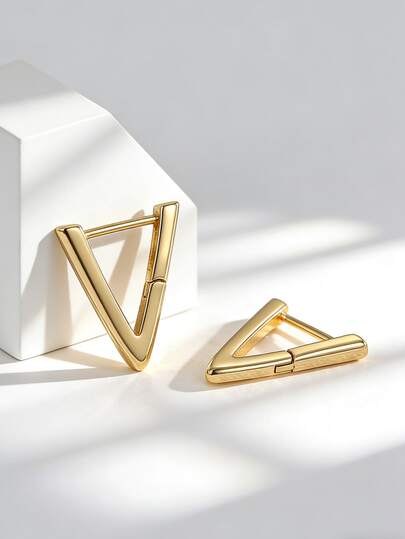 Charm-In Vergulde driehoekige oorringen voor dames - Stoer ontwerp voor dagelijkse styling/streetstyle, cadeau voor haar (afstuderen/kerst)