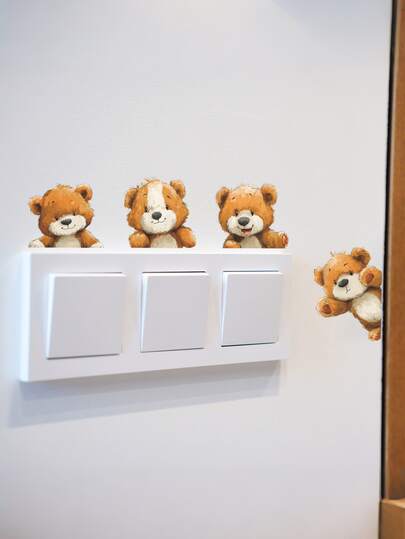 4pcs Cartoon Delicate Wall Stickers For Baby Room, Cute Puppy Decorative Stickers For Baby Bedroom, Luminous Wall Stickers For Nursery Decor