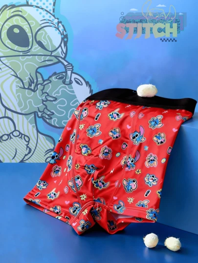 Disney 1条迪士尼史迪奇男士平角内裤，男士内裤，超级英雄红色 - 超柔软、舒适、贴身，印有有趣的史迪奇图案，是生日、圣诞节、复活节礼物、节日礼物的完美之选，耐穿内裤，多条装，日常穿着也合适。