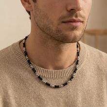 Natural Stone Black Bamboo Knot Necklace, Minimalist Design, Unique Beaded Necklace, Fade-Resistant, Perfect Gift For Festivals, Vacations, Concerts - 1pc - View 2