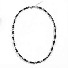 Natural Stone Black Bamboo Knot Necklace, Minimalist Design, Unique Beaded Necklace, Fade-Resistant, Perfect Gift For Festivals, Vacations, Concerts - 1pc - View 6