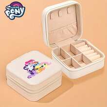 1pc My Little Pony Kawaii Jewelry Box, Cute Cartoon Character Print Multi - Slot Jewelry Organizer With Earring Holders, Portable Travel Accessory Storage Case - Adorable Christmas Birthday Gift For Girls & My Little Pony Fans - Multicolor - View 4