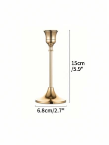 Brass-Tone Metal Conical Candle Holder, Vintage Modern Decorative Centerpiece, Suitable For Fireplace, Wedding, Party, Housewarming, Birthday, Graduation, Cozy Home, Ramadan Dinner Table, Mother's Day, Party Supplies, Fine Dining, Wedding Decor, Ramadan Candle Holder, Romantic Valentine's Day Candle Holder - Multicolor - View 13