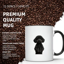 1pc Cute Black Poodle Ceramic Coffee Mug - 11oz White Poodle Cup With Brown Paws & Black Ears, Double-Sided Dog Design, Microwave & Dishwasher  (Hand Wash Recommended), Reusable Gift For Dog Lovers, Christmas, Birthdays, Poodle - 白色 - 查看 10