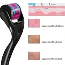 1pc 540 Needles 0.5mm Microneedle Roller, Suitable For Facial Skin Care, Hair Care And Other Beauty Purposes, Unisex Professional Microneedle Roller - Purple - View 2