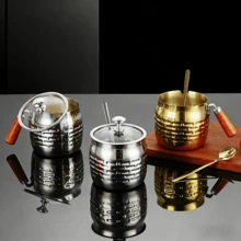 New High-Quality Coffee Sugar Canister/Spice Jar With Lid And Spoon - 316L Stainless Steel, Golden Texture, Stainless Steel Material, Large Capacity, Suitable For Home Kitchen Use - Cup-shaped - View 7