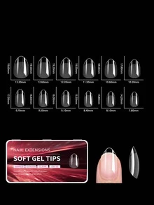 550/440Pcs Porcelain White Box Nail Tips Transparent Semi-Frosted Ultra-Thin Seamless No-Filing Full Cover Press On Nails | Stiletto Almond Square Coffin French Tips Soak-Off Gel Extensions For DIY & Professional Salons - Multicolor - View 8