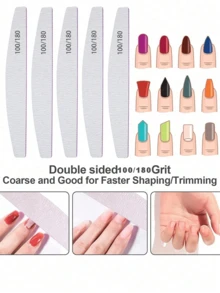 25Pcs Nail File, Double-Sided Nail Buffer Block, Professional Manicure Tools, Suitable For Shaping, Filing, And Polishing Nails.  Suitable For Women's Fingernails And Toenails, For Home And Salon Use. Nail Care Supplies. Nail Filing Strips, Cuticle Removal, Shaping And Filing, Polishing Strips, Manicure Set, Glass Nail File, Travel-Friendly, Portable, Individually Packaged, Men's Nail Care, Double-Sided Abrasive, Suitable For Manicure Beginners, Salon Use, Nail Care, Basic Manicure Tools. - 淡紫色 - 查看 4