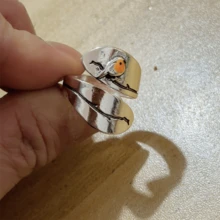 1pc Boho Style Vintage Bird & Branch Adjustable Open Ring, Fashion Jewelry For Women, Suitable For Daily Wear Or Gift