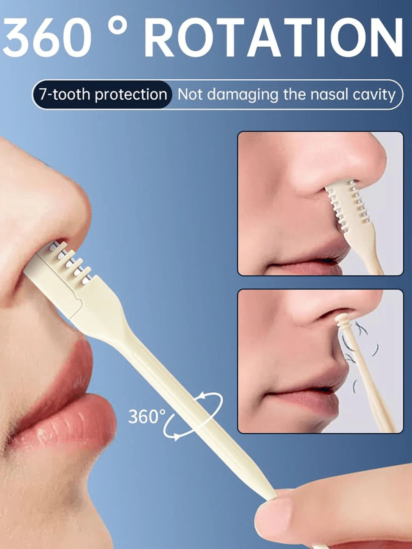 12pcs/Set Gentle & Painless Nose Hair Trimmer Kit, Unisex - Portable Manual 360° Rotating Dual-Head, Skin-Friendly Facial Hair Removal Tool, Precise Trimming