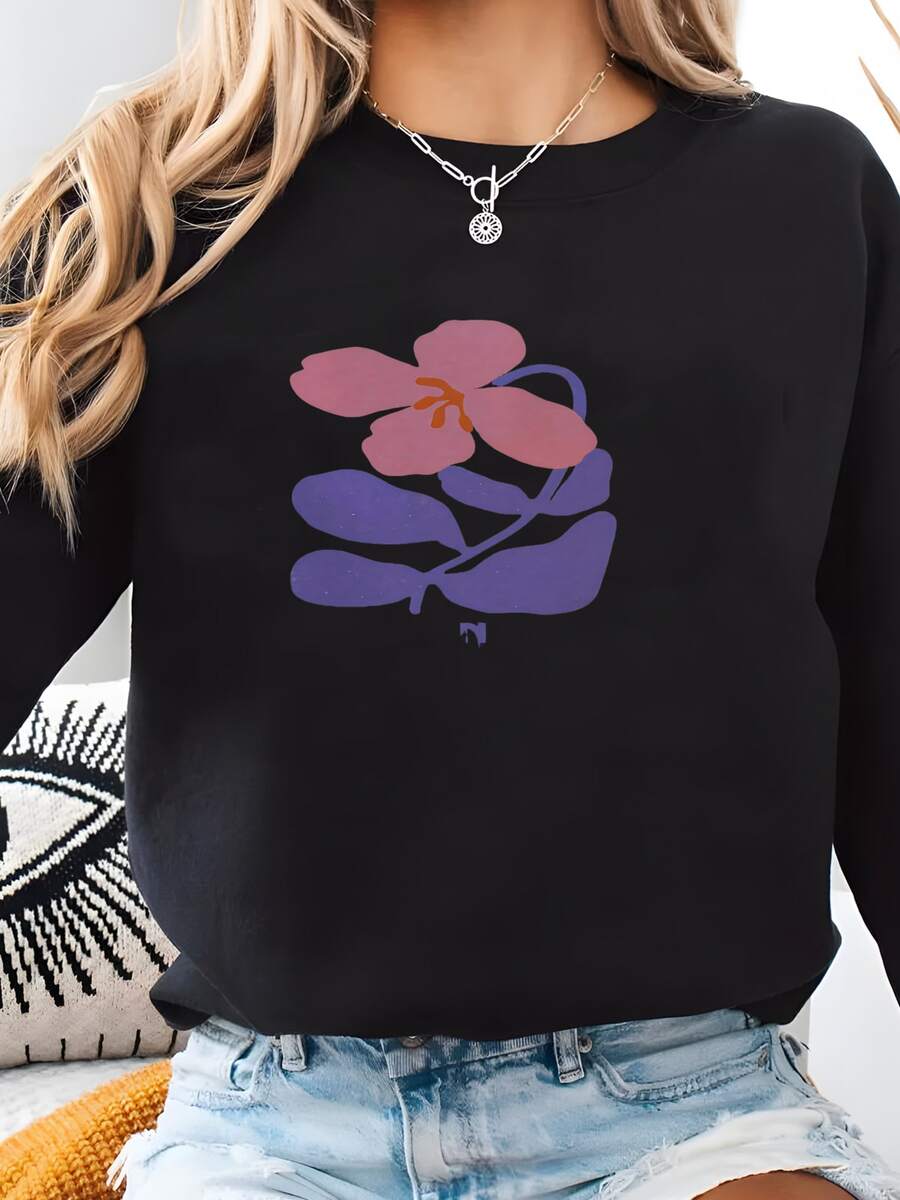 Women Plus Size Sports Sweatshirts - Black - View 1