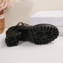 Giày cao gót nữ màu trơn, bốt cổ ngắn đế dày, bốt cổ ngắn da đen chống trơn trượt, bốt cổ ngắn thoải mái phù hợp cho các dịp thường nhật, tiệc tùng và trang trọng. - màu đen - Xem 7