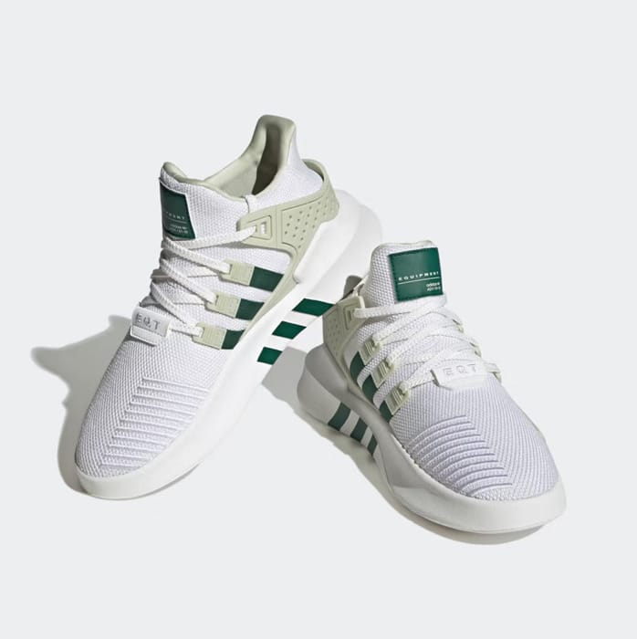 Giày thể thao Adidas EQT BASK ADV đế dày, nhẹ, thoải mái, cổ thấp, chống sốc và chống mài mòn, dành cho cả nam và nữ, thích hợp cho tập luyện, chạy bộ. Giày thể thao đế dày, nhẹ, phù hợp đi lại hàng ngày, kiểu dáng tối giản, phong cách retro. Sản phẩm bán chạy được đề xuất ID0546. - Đường khâu màu trắng và xanh lá cây - Xem 1
