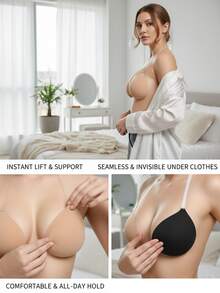 Invisible Self-Adhesive Push-Up Bra - Strapless, Backless, Halter Style, Suitable For Backless Dresses And Wedding Gowns - Multicolor - View 7