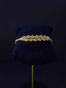 5pcs 18K Gold Plated Luxury Bridal Wedding Jewelry Set, Handcrafted With White Cubic Zirconia, Including Necklace, Bracelet, Earrings, Ring, Suitable For Daily Wear And Wedding Ceremony, Wedding Anniversary Gift (Gold Gift Box) - Multi-layered Bridal Set - View 6