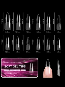 550/440Pcs Porcelain White Box Nail Tips Transparent Semi-Frosted Ultra-Thin Seamless No-Filing Full Cover Press On Nails | Stiletto Almond Square Coffin French Tips Soak-Off Gel Extensions For DIY & Professional Salons - Multicolor - View 15