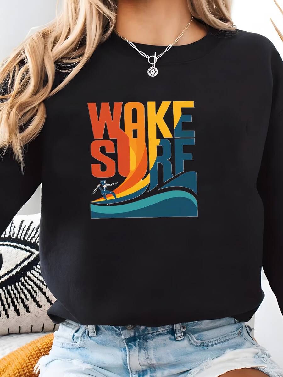 Women Plus Size Sports Sweatshirts - Black - View 1
