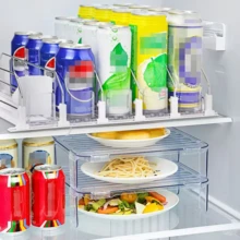 Dụng cụ đẩy/cánh quạt đồ uống, hộp đựng chai và lon trong tủ lạnh, máy rót lon soda tự động với vách ngăn hai lớp được nâng cấp và khóa định vị, đồ dùng nhà bếp, đồ dùng sắp xếp và lưu trữ trong tủ quần áo, đồ dùng để bàn. - Nhiều màu - Xem 10