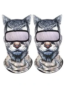 1pc/2pcs Unisex 3D Animal Pattern Face Shield Balaclava Outdoor Funny Water Sports Hat UV Protection Animal Head Cover (Cat, Dog), Suitable For Daily Use, Travel, Hiking, Skiing - Nhiều màu - Xem 14