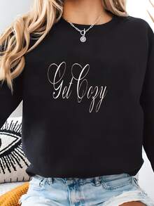 Women Plus Size Sports Sweatshirts - Black - View 1