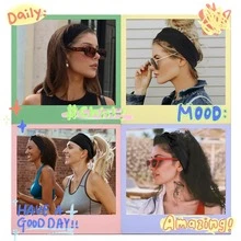 Headbands For Women Non Slip, Wide Workout Headband Cotton Black White Head Bands Hair Bands For Women's Hair, Thick Headbands Head Wraps For Fashion, Yoga, Running, Spa Day, Party, Travel - 黑色 - 查看 4