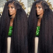 NATAN Yaki Black 30Inch Long Kinky Straight Lace Front Wig For Women With Baby Hair Synthetic Preplucked Glueless Daily Wear Wig - Natural & Black - View 2