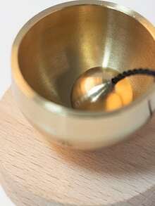 1 Set Mini Singing Bowl, Home Decor Ornament, Mini Wind Chime, Wooden Craft Copper Bell Hanging Decoration - Meditation Singing Bowl With Clear And Melodious Sound, Suitable For Yoga, Meditation, Unique Gift - Multicolor - View 8