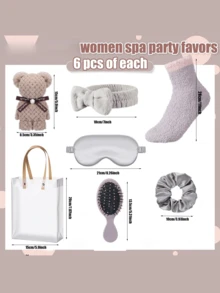 6 Set Shower Party Prizes For Game Winners Guests Party Favors Set With Towels Socks Hair Bands Combs Eye Masks Cards For Gender Reveal Bridal Showers Spa Gift - màu nâu - Xem 3
