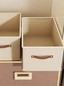 1pc Thick Oxford Cloth Foldable Drawer Style Storage Box, Space-Saving Wardrobe Organizer With Handle And Reinforced Frame, Suitable For Jeans, Shirts And Blankets, Drawer Organizer, Under Bed Storage - Beige - View 7