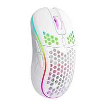 CHANGXIE Mouse Gaming Nirkabel, Mouse Tanpa Kabel USB 2.4G Honeycomb, Mouse Gaming PC RGB Isi Ulang dengan Lampu LED, Paracord Tanpa Gesekan, Desain Ergonomis, Cocok untuk Bermain Game di Rumah dan Penggunaan Kantor, Hadiah Halloween - Versi Putih-Ditingkatkan - View 6