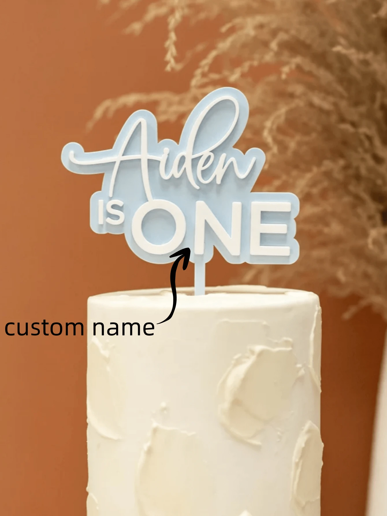 3D Acrylic Custom Name Cake Topper , Boho First Birthday Party ,Personalized Name, First Birthday, 1st Birthday, Double Layered Cake Decor - Multicolor - View 1