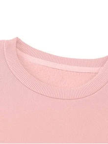 1pc Disney Valentine's Mickey & Minnie Mouse Tween Girl Cute Sweatshirt Playful "Love" Cartoon Graphic Top Comfortable & Versatile For School Attire & Casual Dates - Hồng - Xem 4