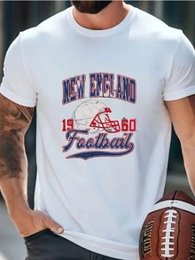 Mens New England Football Vintage Style Mineral Wash Tshirt,The Pats Tshirt,Vintage New England Fan Gift Crewneck,Patriots Tshirt Fse2 T-Shirt - 白色 - 查看 2
