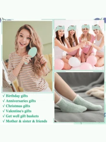 6 Set Shower Party Prizes For Game Winners Guests Party Favors Set With Towels Socks Hair Bands Combs Eye Masks Cards For Gender Reveal Bridal Showers Spa Gift - Green - View 5