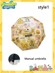 SPONGEBOB 1把海绵宝宝和朋友们海绵宝宝伙伴大星星自动全天候遮阳伞，黑色橡胶防紫外线伞