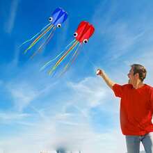 1 Set Large Octopus Kite, Long Tail, Elegant & Easy To Fly Beach Kite, Fun Toy For Adults (Red + Blue), Some Colors Random - Multicolor - View 3