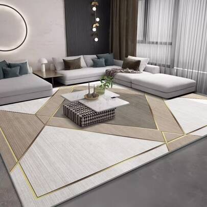1pc Velvet Soft Polyester Luxurious Minimalist Geometric Pattern Bedroom Floor Super Soft Thick Washable Entryway Rug, Simple Style With Anti-Slip Feature, Elegant Atmosphere. Bohemian Style Rug With Vintage Red Pattern, Anti-Slip, Suitable For Living Room, Bedroom And High-Traffic Areas, Washable With Anti-Slip Base Bathroom Decor