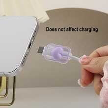 2pcs Cute 3D Heart Wave Design Cable Protector Sleeves, Compatible With Apple Lightning/Type-C Data Cable Connectors, Cable Protector Covers, Anti-Breakage Charging Cable Sleeve - Multicolor - View 6