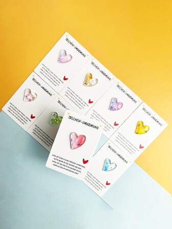 4-18pcs Gradient & Mixed Color Resin Heart Hug Cards - Elegant Love Cards, Suitable For Valentine's Day Gift Packaging, Holiday/Party Gift Packaging Accessories