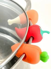 6件套，锅盖提手，硅胶锅盖把手，创意锅盖把手，可爱硅胶锅盖把手，卡哇伊硅胶锅盖把手，耐热锅盖支架，厨房配件 - 彩色 - 查看 9