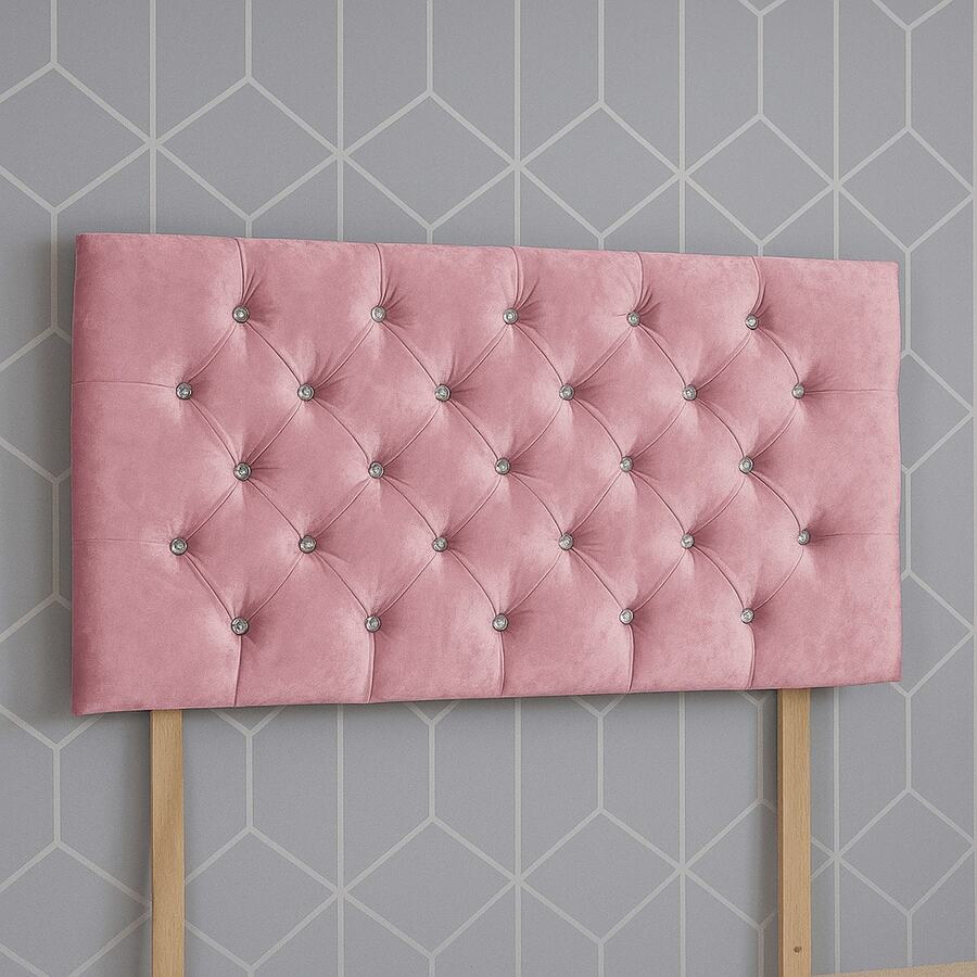 Crush Velvet 3ft Single Headboard Chesterfield 26inch - Pink Crushed Velvet - View 1