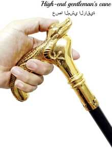 1pc Dual-Tone Crocodile Shaped Creative Walking Cane, High-End Metal Material For Outdoor Travel, Mediterranean Festival Festival Cane, Halloween Cane, Cosplay Game Scepter, British Gentleman's Cane, Hiking Stick, Suitable For Daily Use, Creative Gift For Men - Multicolor - View 4