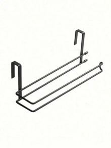 [Space-Saving Paper Holder] Space-Saving Carbon Steel Wall-Mounted Paper Towel Holder - Easy-Install, No Drilling Needed, Black Metal Design For Kitchen & Bathroom Essentials, Pasta, Spices, And Toiletries Organization - Multicolor - View 6