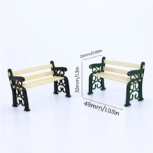 1pc Mini Park Bench Decor, Small Fabric Doll Garden Accessory, Realistic Bench Ornament, Garden Decoration, Suitable For Gardening, Yard Decor, Scenery Model - Beige - View 4