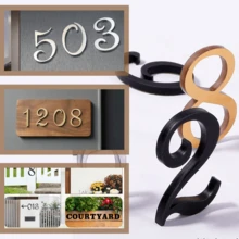 Modern Acrylic 3D House Numbers, Self-Adhesive Wall Mounted Door Numerals, No Electricity Needed - Weather-Resistant Material