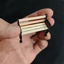 1pc Mini Park Bench Decor, Small Fabric Doll Garden Accessory, Realistic Bench Ornament, Garden Decoration, Suitable For Gardening, Yard Decor, Scenery Model - Beige - View 9