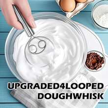 丹麦式面团搅拌器，不锈钢手持式面包搅拌器，荷兰式面团刮刀，双孔快速搅拌器，适用于烹饪、搅拌、打发、烘焙，适用于餐厅、餐车/面包店，用于制作面包、披萨和糕点，符合人体工程学设计，易于揉捏和混合，可用作酸面团烘焙工具