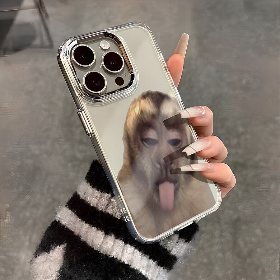 Funda de teléfono transparente con patrón Mono con la lengua fuera, liviana y duradera, compatible con iPhone 17/16/15/14/13/12/11 PRO MAX/PRO/PLUS, Galaxy, , Redmi, OPPO, vivo, , , Honor, y OnePlus. - transparente - Ver 1